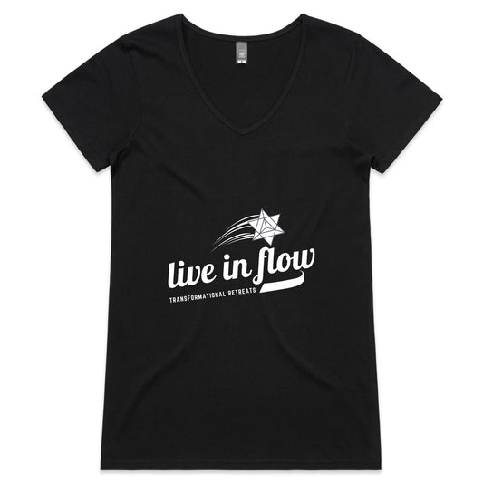 Womens V-Neck 'baseball' style Live In Flow Tee