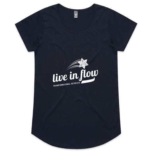 Womens Scoop Neck 'baseball' style Live In Flow Tee