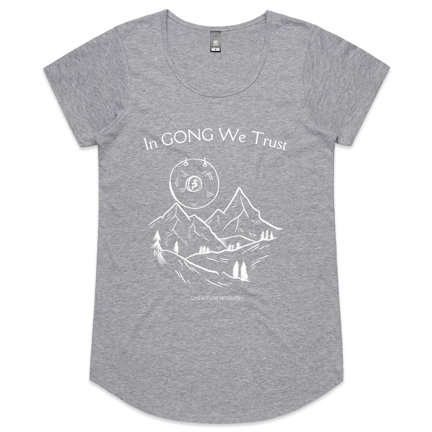 Womens Scoop Neck 'In GONG We Trust' Stencil Tee