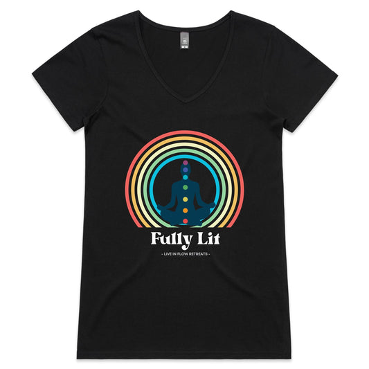 Womens V-Neck 'Fully Lit' Tee