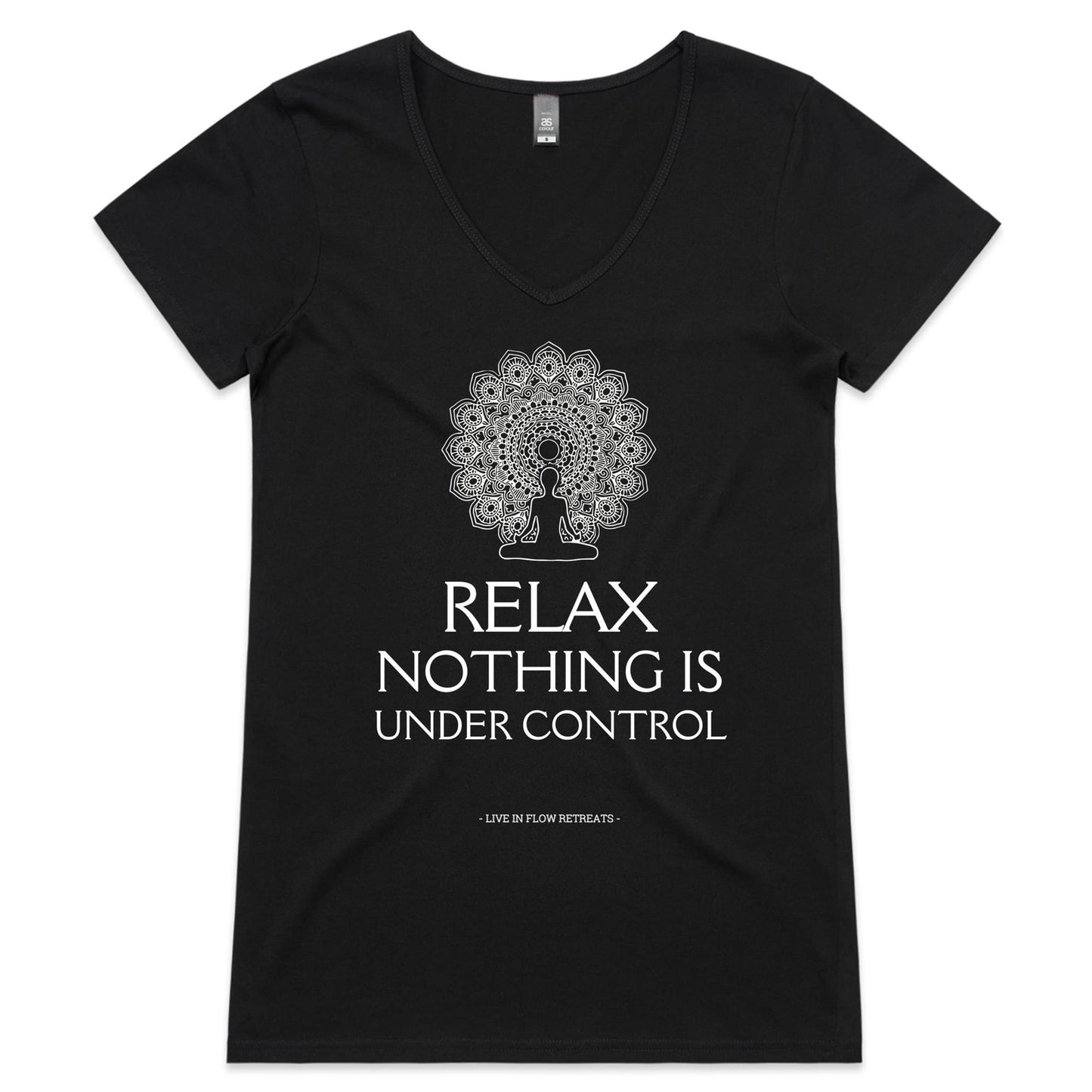 Womens V-Neck 'Relax' Stencil Tee