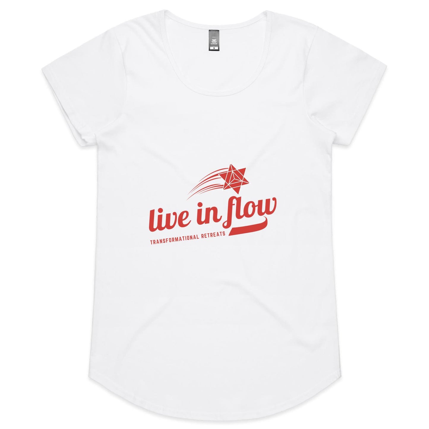 Womens Scoop Neck 'baseball' style Live In Flow Tee