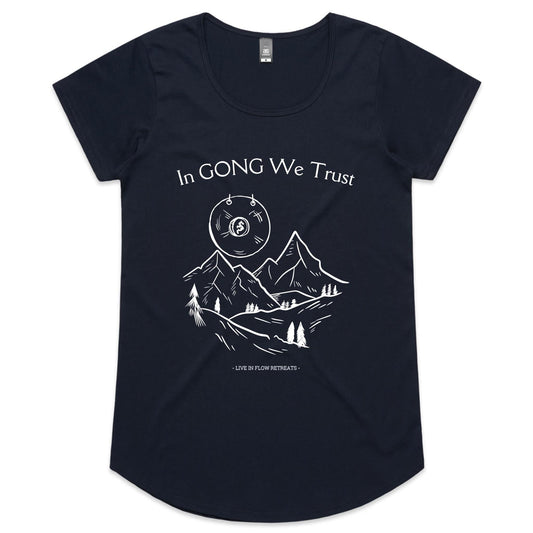 Womens Scoop Neck 'In GONG We Trust' Stencil Tee