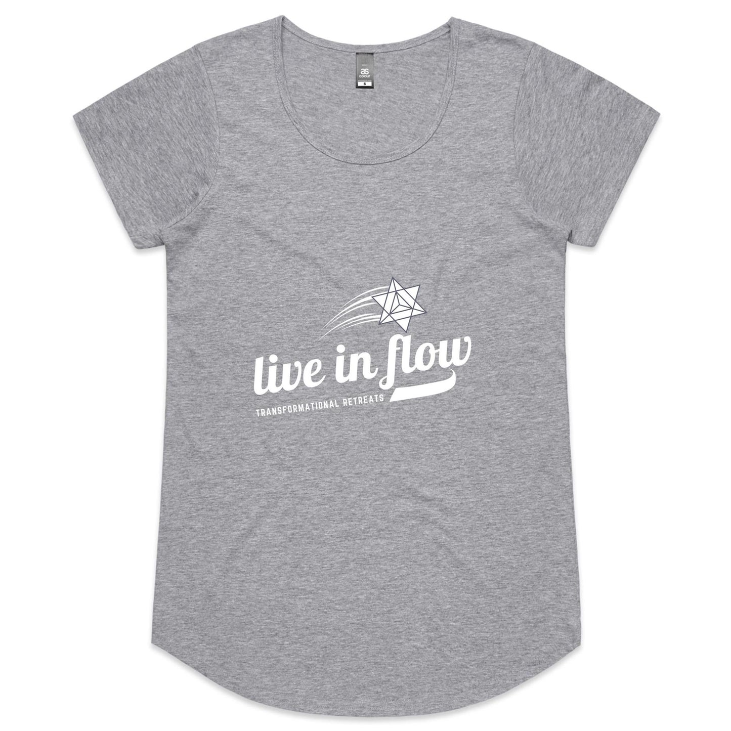 Womens Scoop Neck 'baseball' style Live In Flow Tee