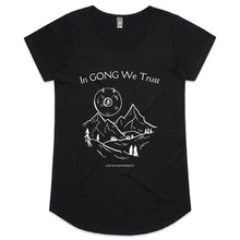 Load image into Gallery viewer, Womens Scoop Neck &#39;In GONG We Trust&#39; Stencil Tee
