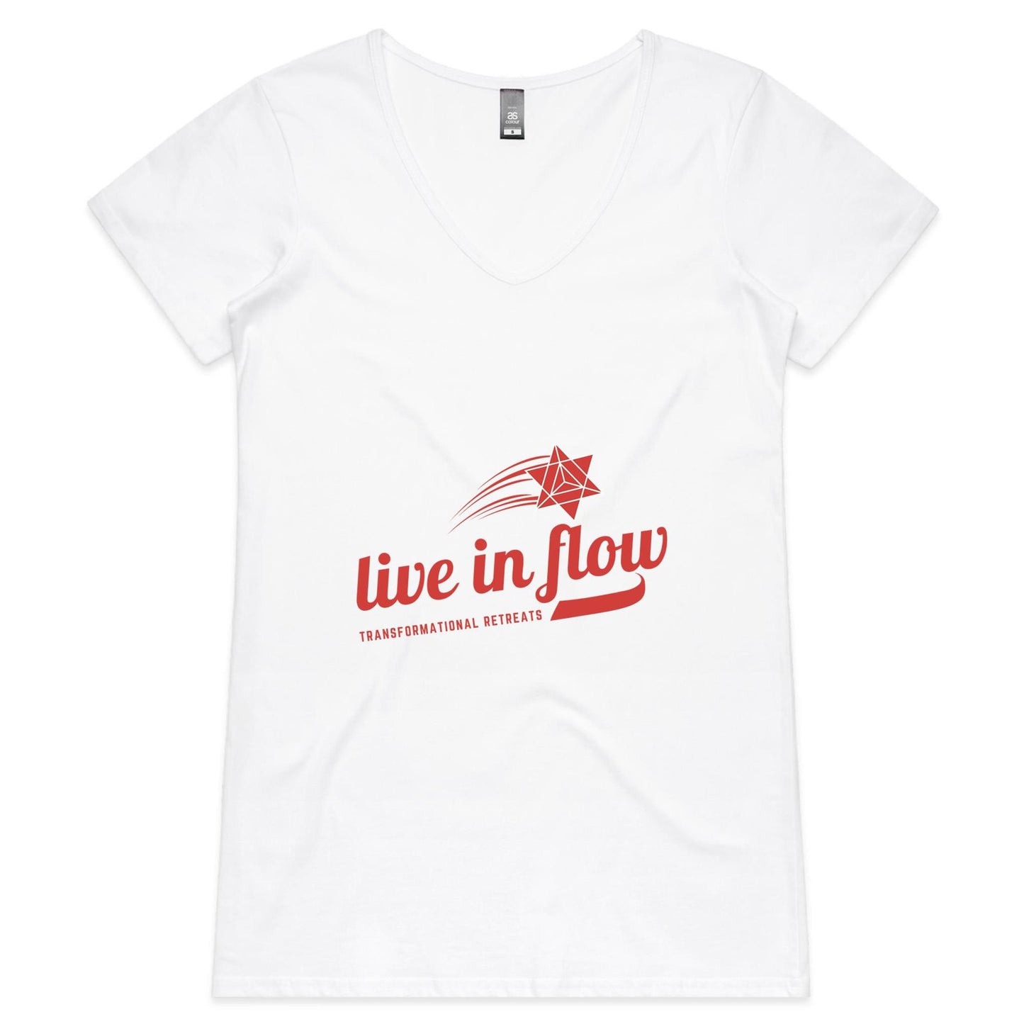 Womens V-Neck 'baseball' style Live In Flow Tee
