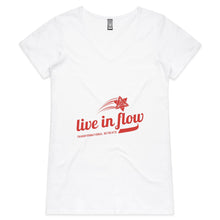 Load image into Gallery viewer, Womens V-Neck &#39;baseball&#39; style Live In Flow Tee
