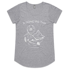 Load image into Gallery viewer, Womens Scoop Neck &#39;In GONG We Trust&#39; Stencil Tee
